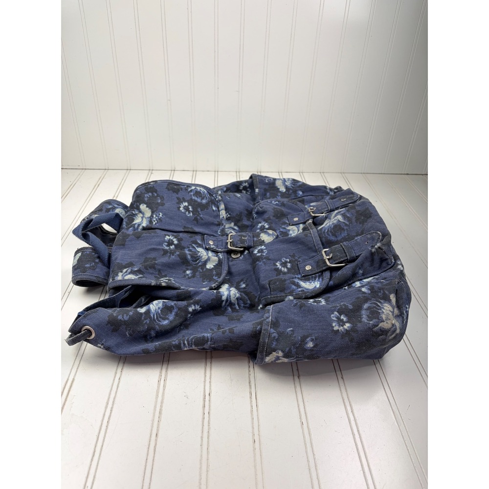 Aรฉropostale Blue Denim Floral Canvas Travel Laptop Backpack - Picture 6 of 12